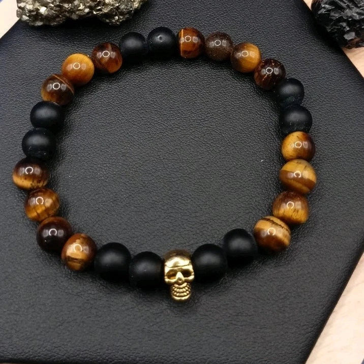 Bracelet Pierre Oeil De Tigre et Onyx matte - Protection Les Gemmes de l'Ursuya