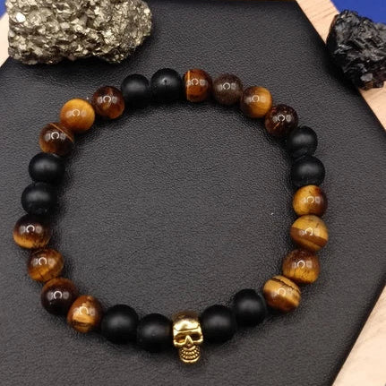 Bracelet Pierre Oeil De Tigre et Onyx matte - Protection Les Gemmes de l'Ursuya
