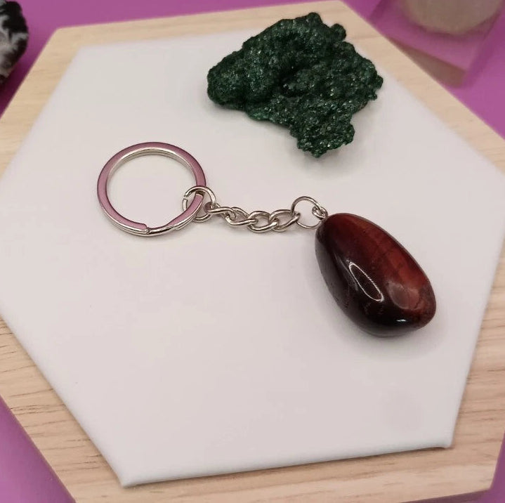 Porte Clé, Oeil De Tigre Pierre Polie