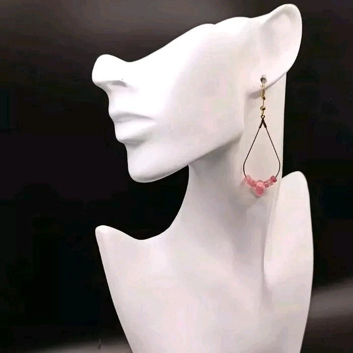 Boucles D'oreilles Pierre Naturelle Quartz Rose Les Gemmes de l'Ursuya