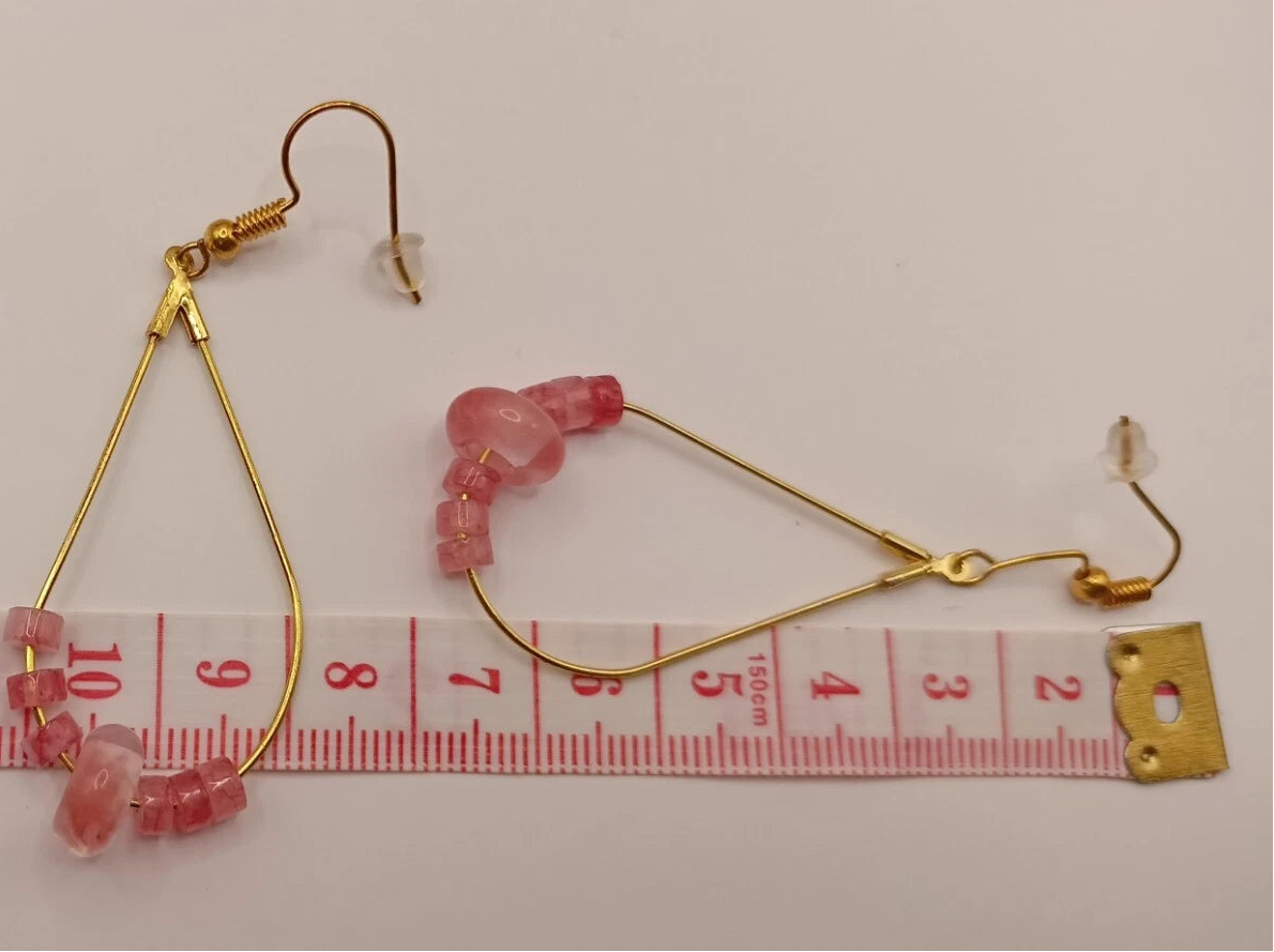 Boucles D'oreilles Pierre Naturelle Quartz Rose Les Gemmes de l'Ursuya