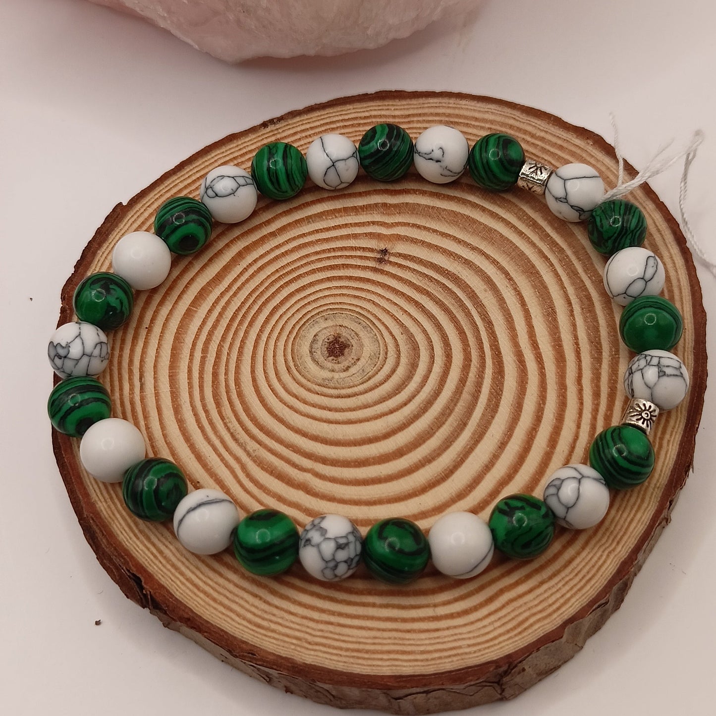 Bracelet en Pierre Naturelle Malachite & Howlite