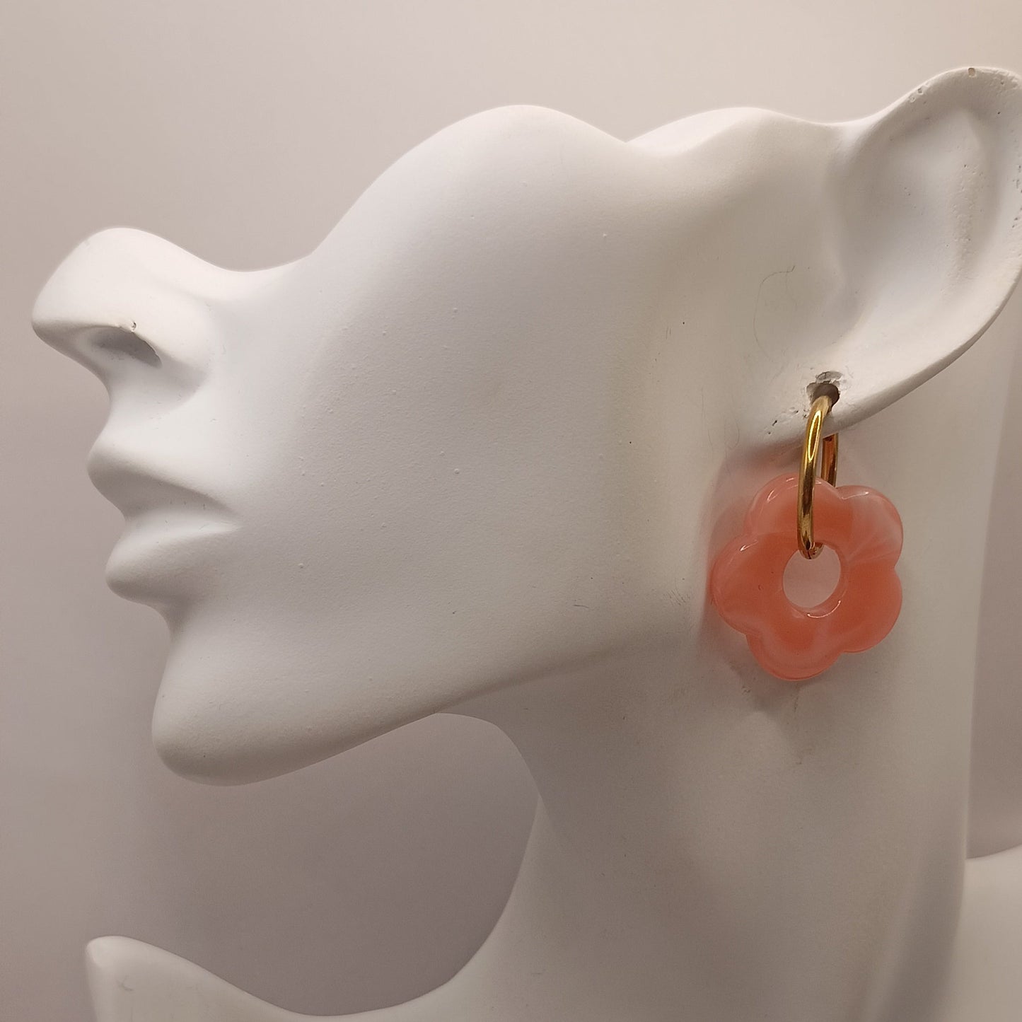 Parure Basque Lauburu bracelet ajustable et boucles d'oreilles _ Pierre Naturelle aventurine orange coeur