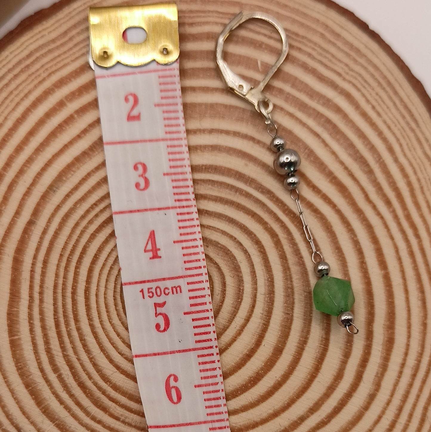 Boucles D'oreilles Fermoir A Levier Argent 925 Et Pierre Naturelle aventurine