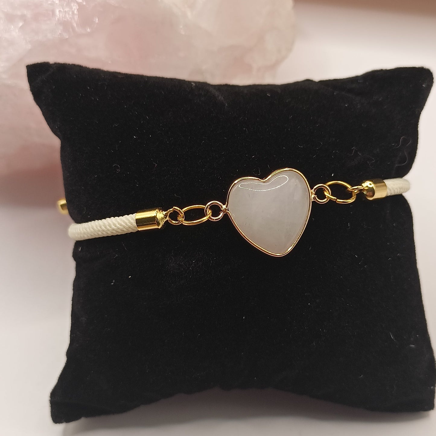 Bracelet Et Pierre Naturelle quartz blanc coeur