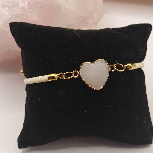Bracelet Et Pierre Naturelle quartz blanc coeur