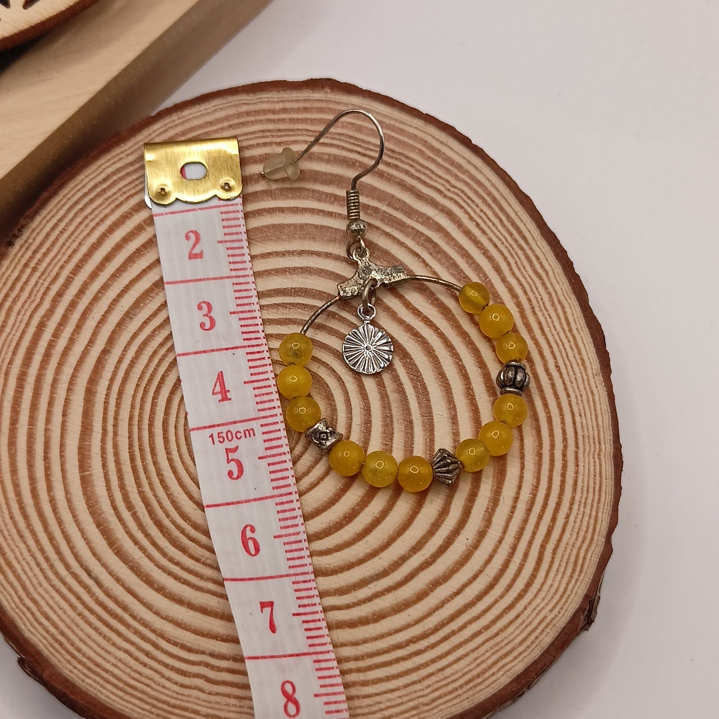 Boucles D'oreilles Fermoir Dormeuse Argent ou Acier Pierre Naturelle Jade Citron fantaisies