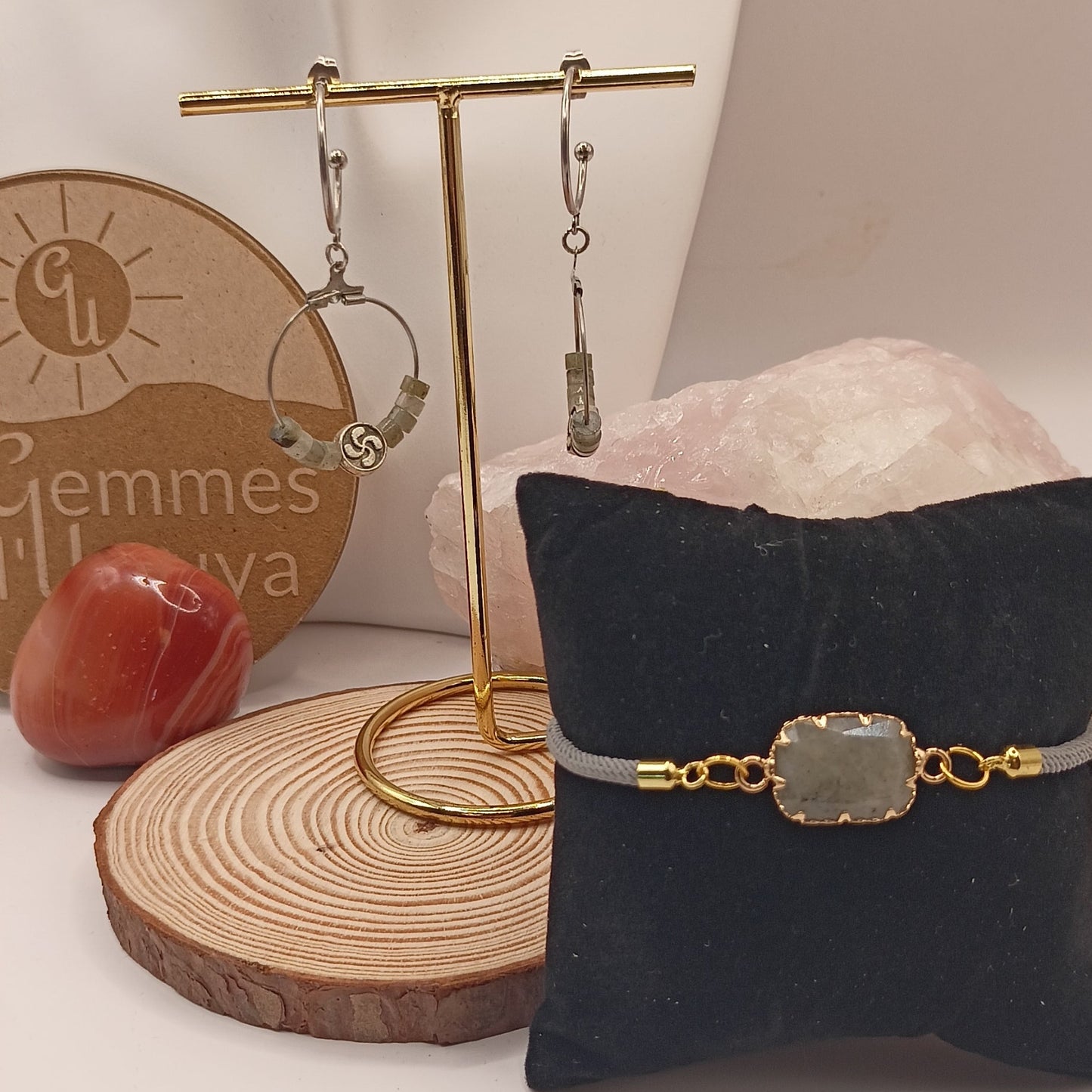 Parure Basque Lauburu Et Pierre Naturelle labradorite