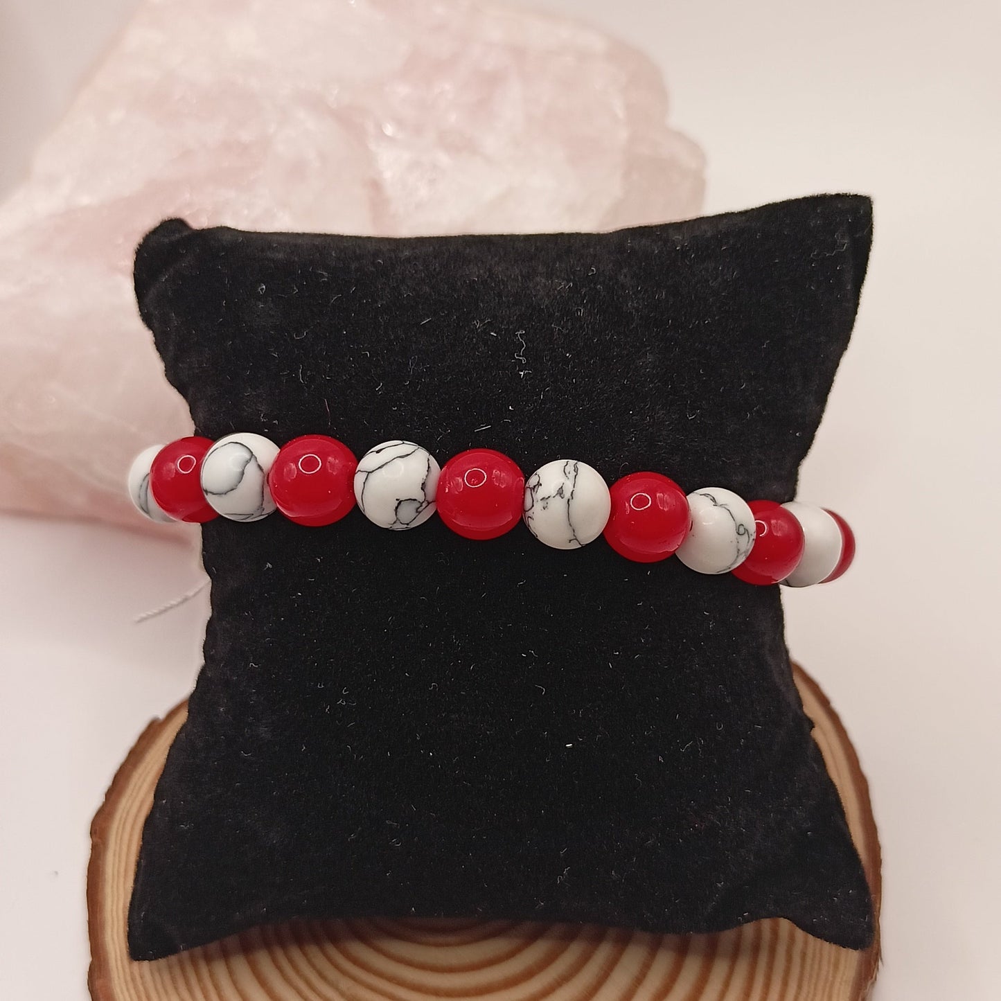 Bracelet pierres naturelles – Corail & Howlite