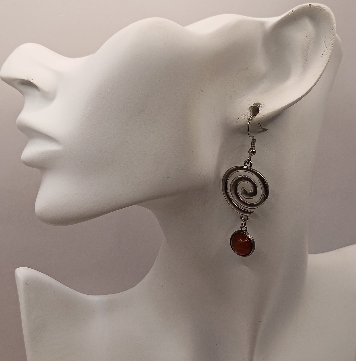 Boucles d'oreilles cornaline argenté–Acier Inoxydable | Les Gemmes de l'Ursuya