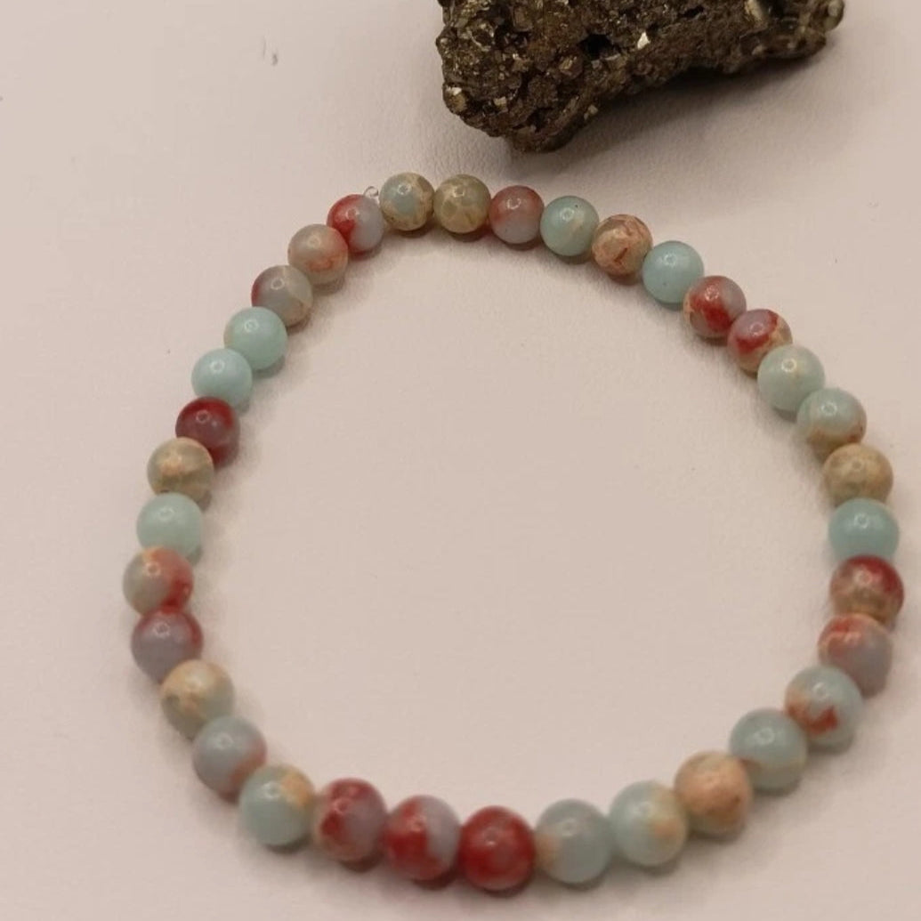 Bracelet en pierre naturelle Agate Multicolore perles 4mm _ enfant My Store