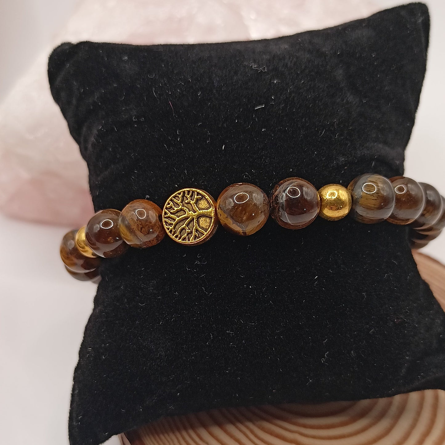 Bracelet Pierre Naturelle Oeil De Tigre et arbre de vie