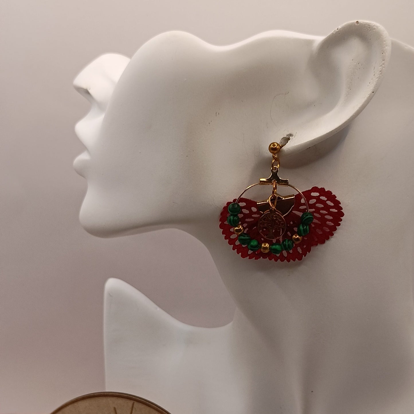 Boucles d'oreilles MALACHITE pierres naturelles arbre de vie
