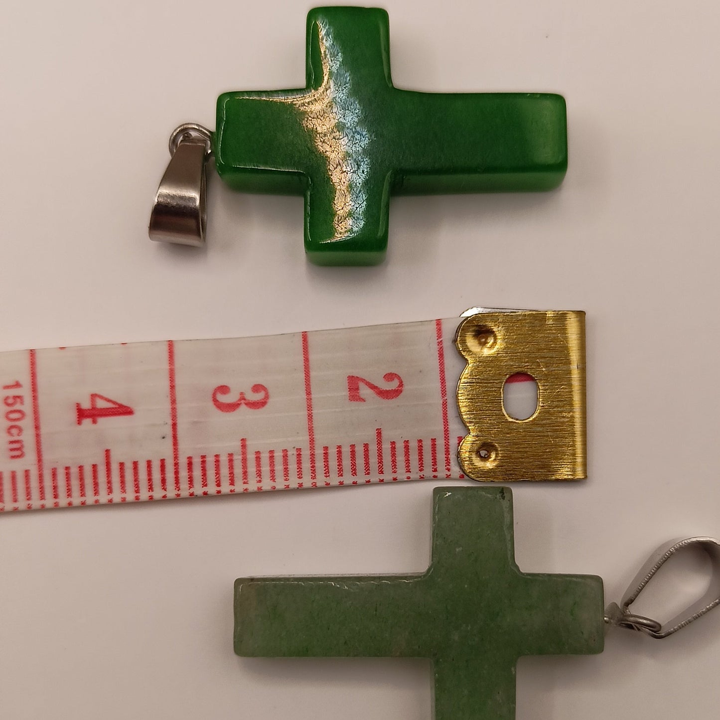 Pendentif Pierre Naturelle Aventurine Verte Croix Catholique