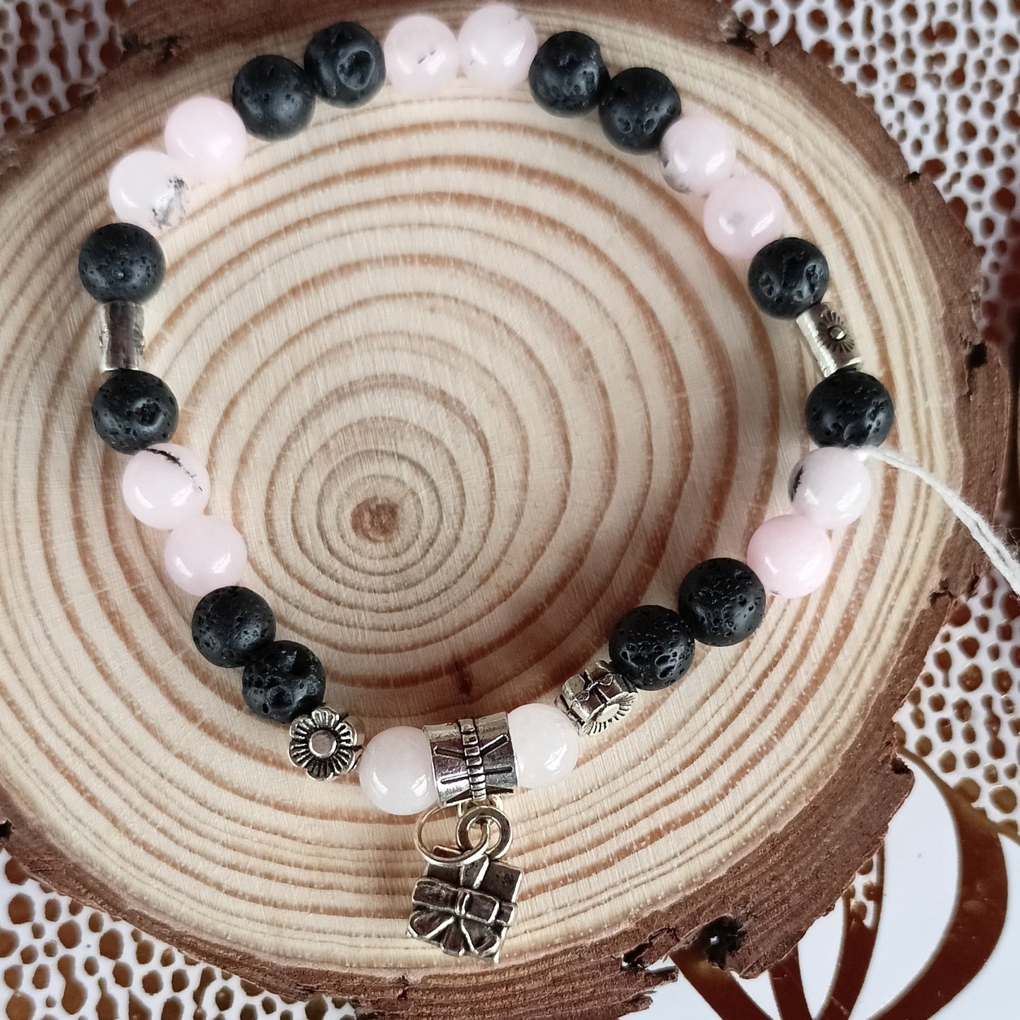 Bracelet En Opale Cerise Pierre De Lave cadeau pendentif