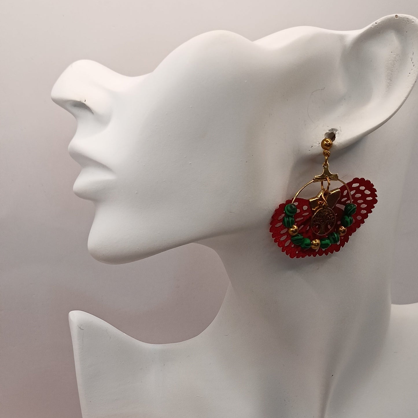 Boucles d'oreilles MALACHITE pierres naturelles arbre de vie