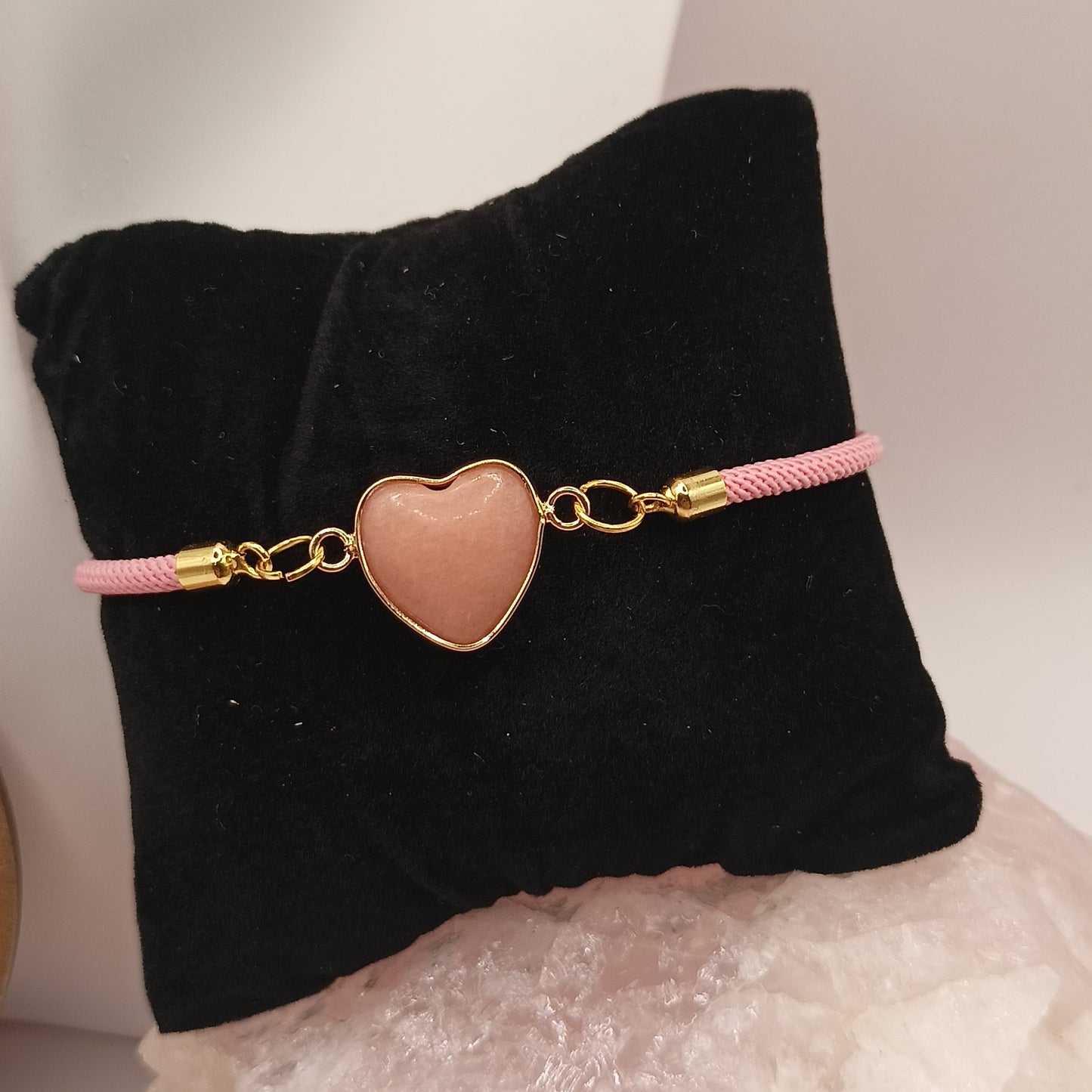 Parure Basque Lauburu bracelet ajustable et boucles d'oreilles _ Pierre Naturelle aventurine orange coeur