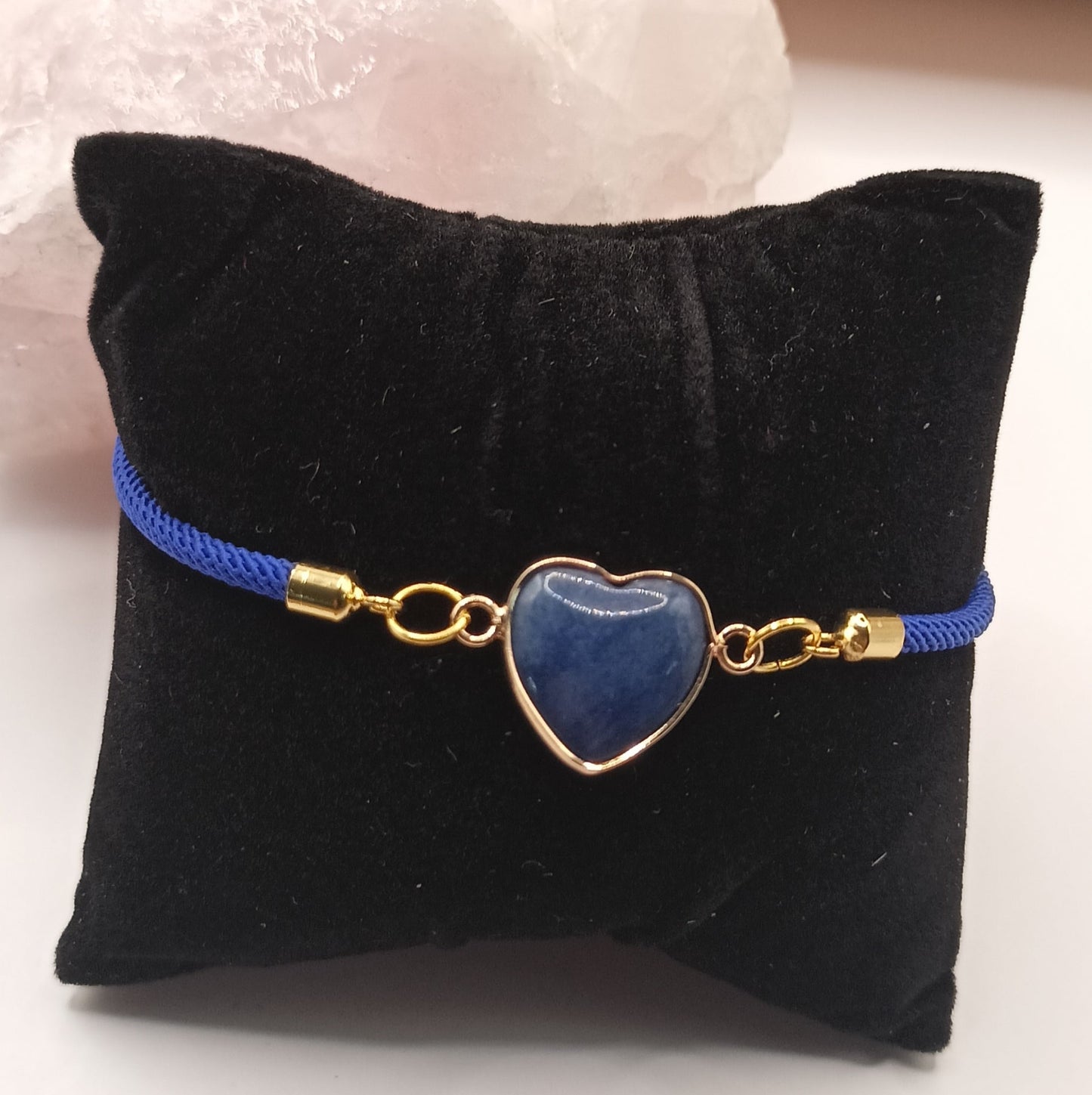Parure boucles et bracelet Et Pierre Naturelle lapis-lazuli cœur