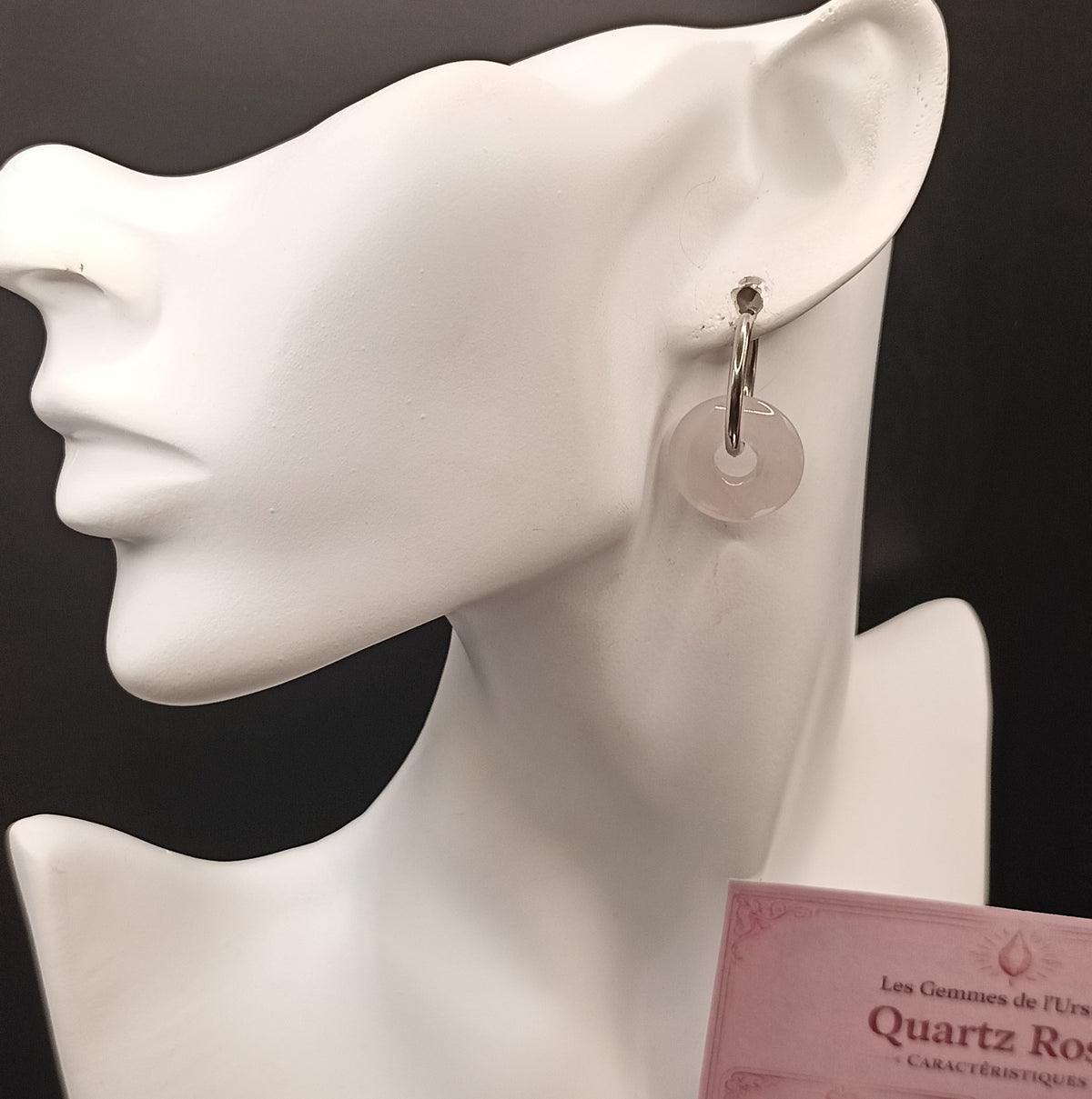 Coffret _ Quartz rose _ bracelet, boucles et bougie
