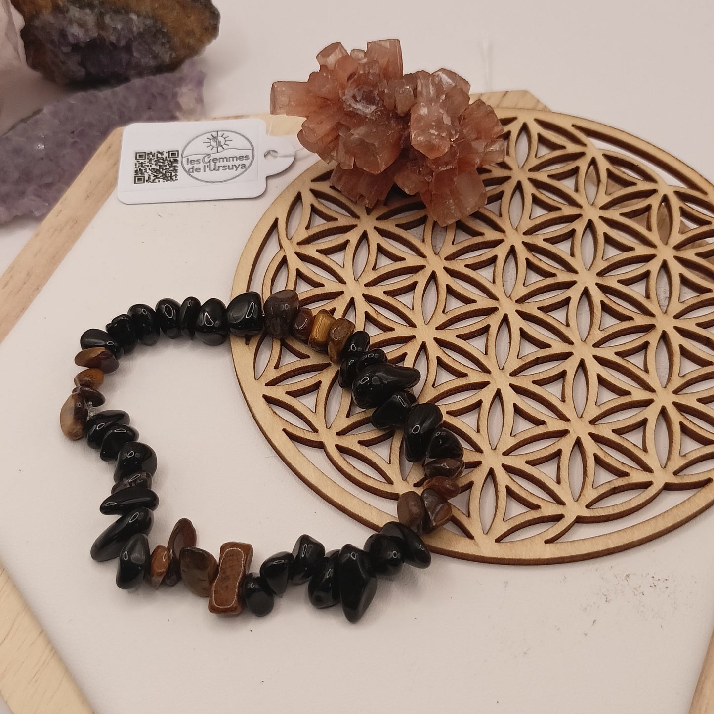 Bracelet En Pierre Naturelle Obsidienne et Oeil de tigre