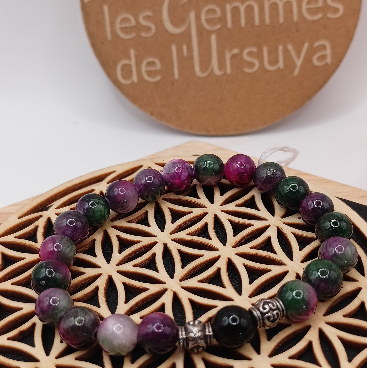 Bracelet Pierre Naturelle Tourmaline Pastèque et obsidienne