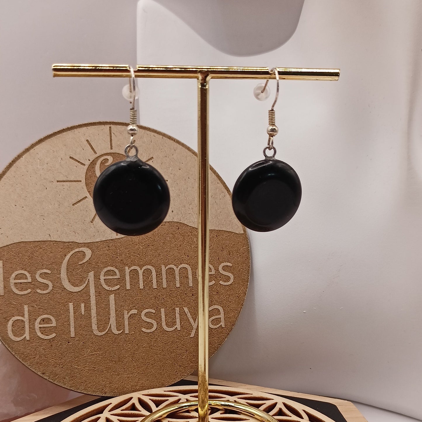 Boucles D'oreilles Pierre Naturelle onyx