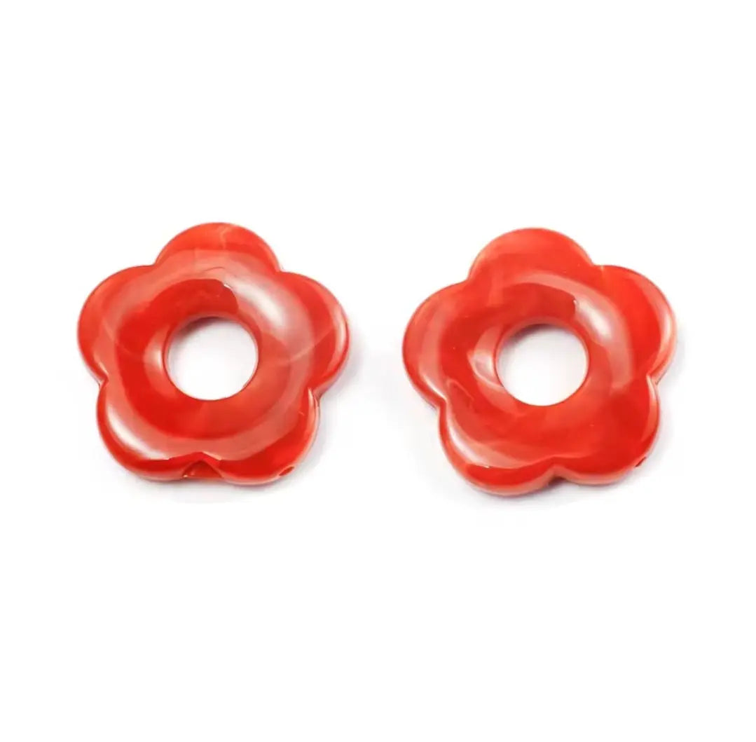 Boucles d'oreille avec grande fleurs en résine _ Interchangeables Les Gemmes de l'Ursuya