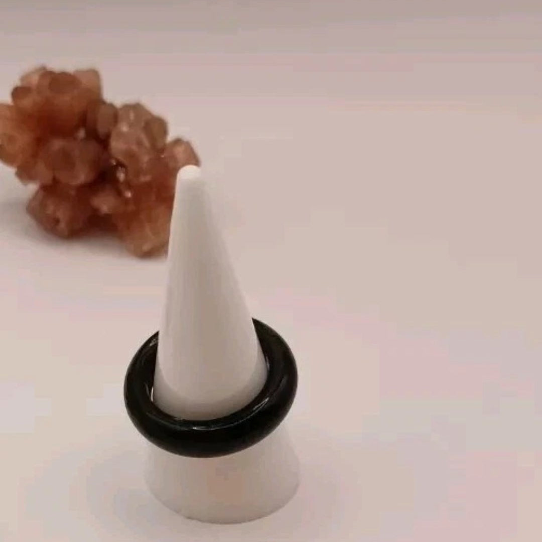 Bague Anneau En pierre naturelle Onxy Noir Les Gemmes de l'Ursuya