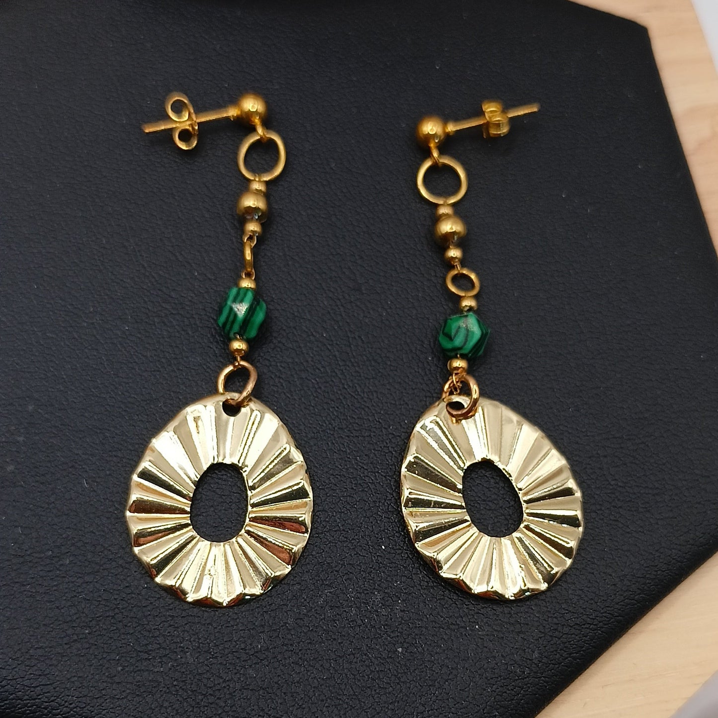 Boucles d'oreilles MALACHITE pierres naturelles ovale