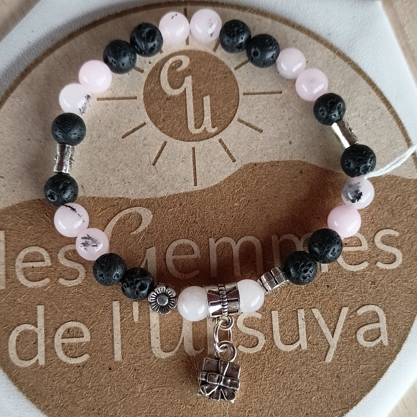 Bracelet En Opale Cerise Pierre De Lave cadeau pendentif