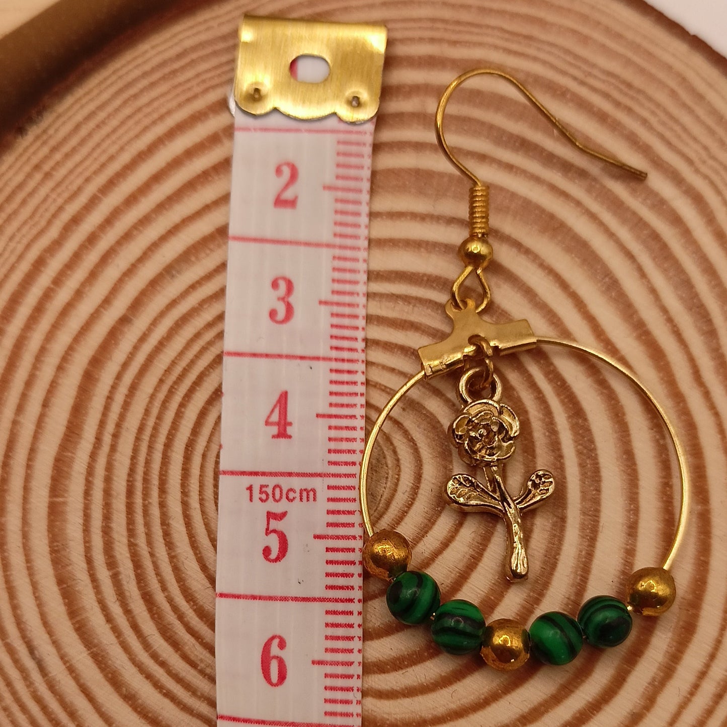 Boucles d'oreilles MALACHITE pierres naturelles fleurs