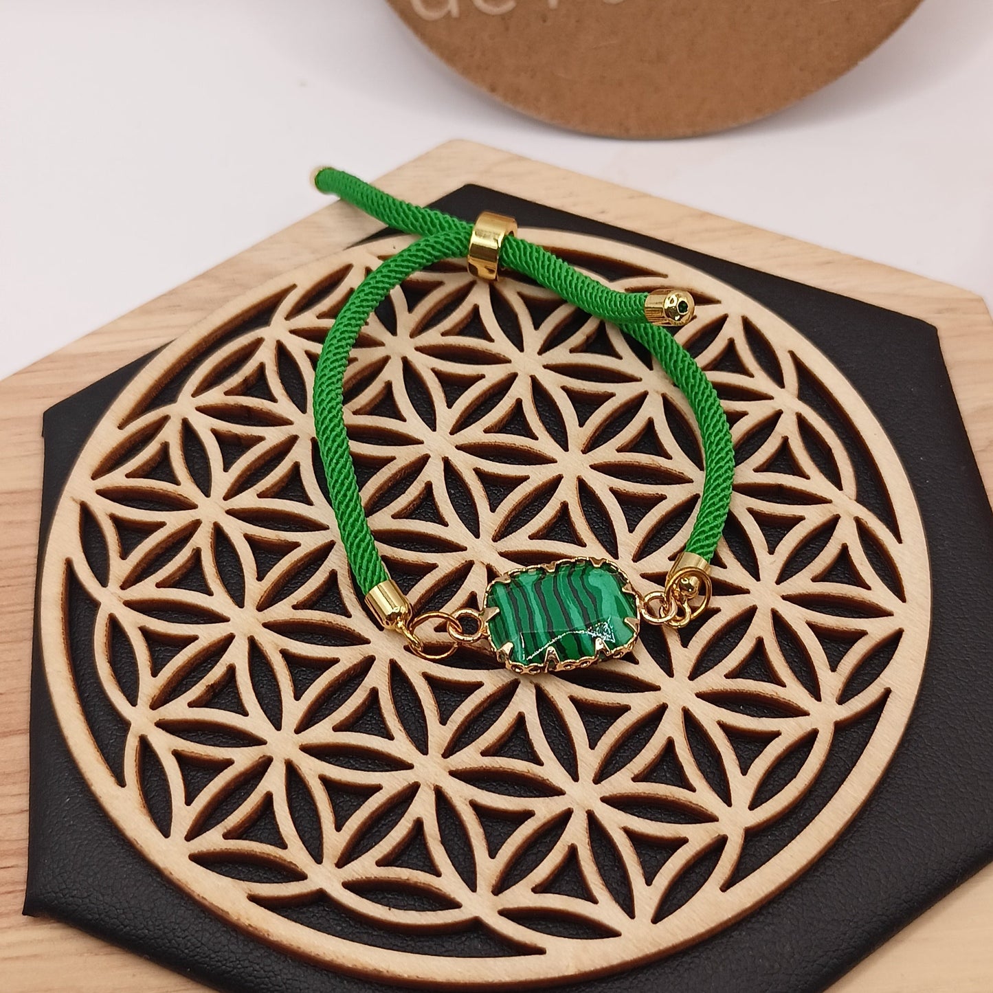 Bracelet ajustable Et Pierre Naturelle MALACHITE