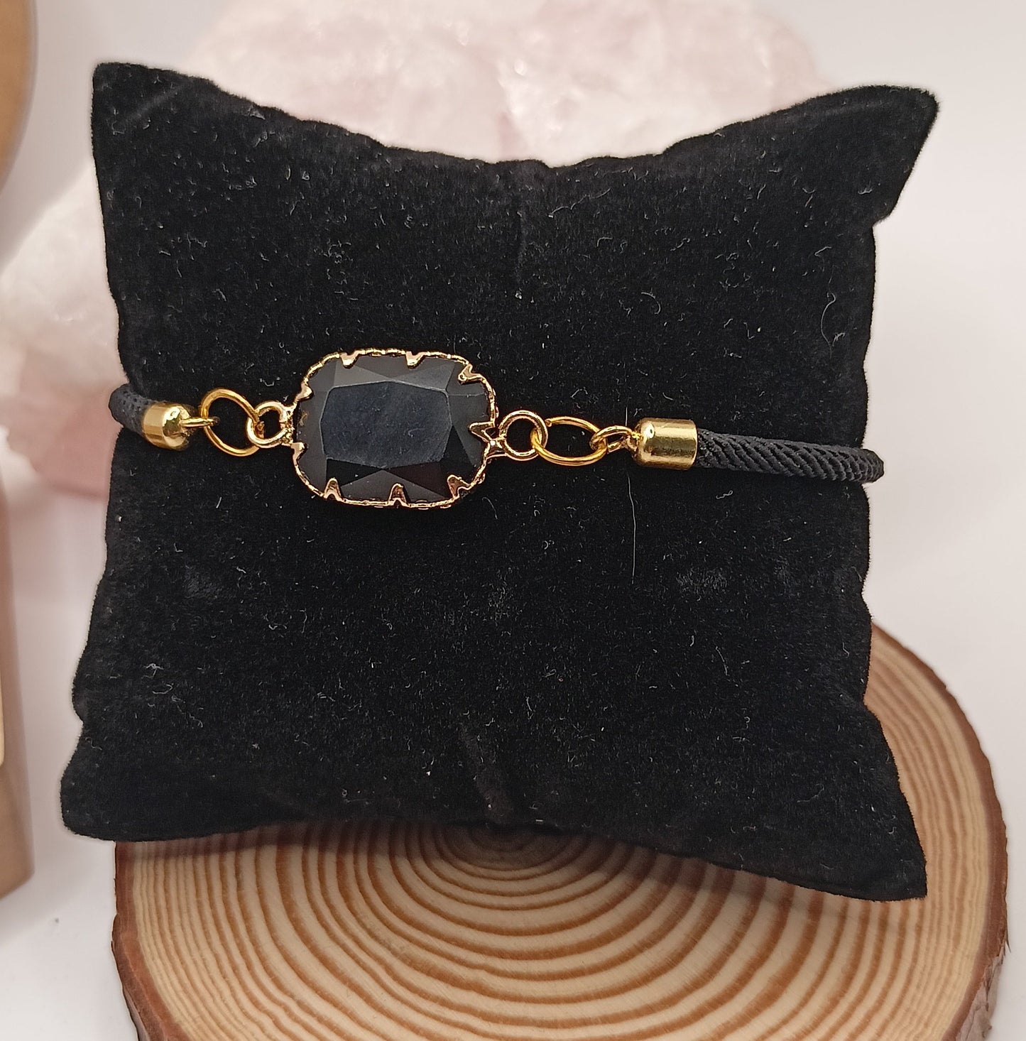 Bracelet ajustable Et Pierre Naturelle OBSIDIENNE