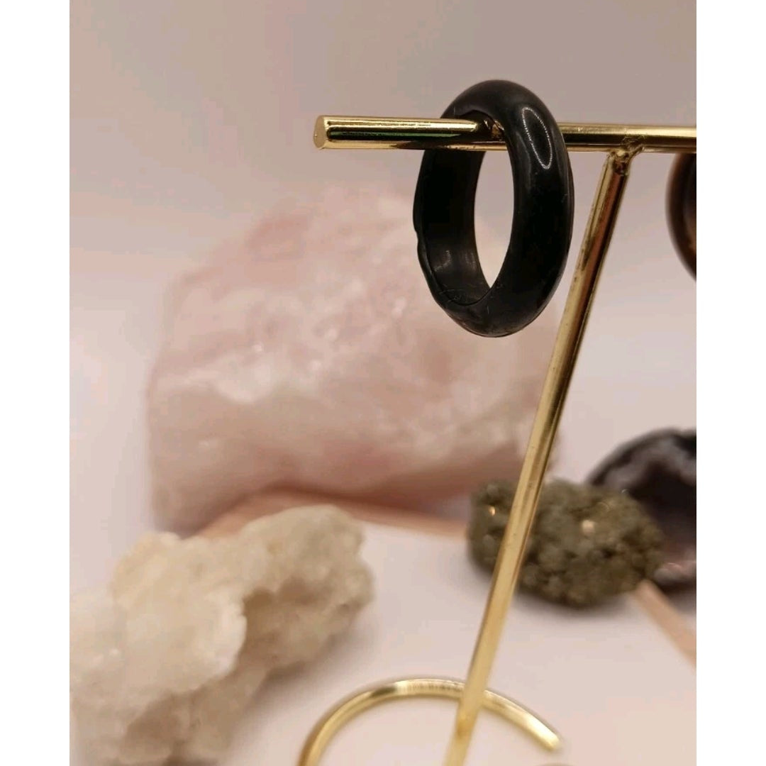 Bague Anneau En pierre naturelle Onxy Noir Les Gemmes de l'Ursuya