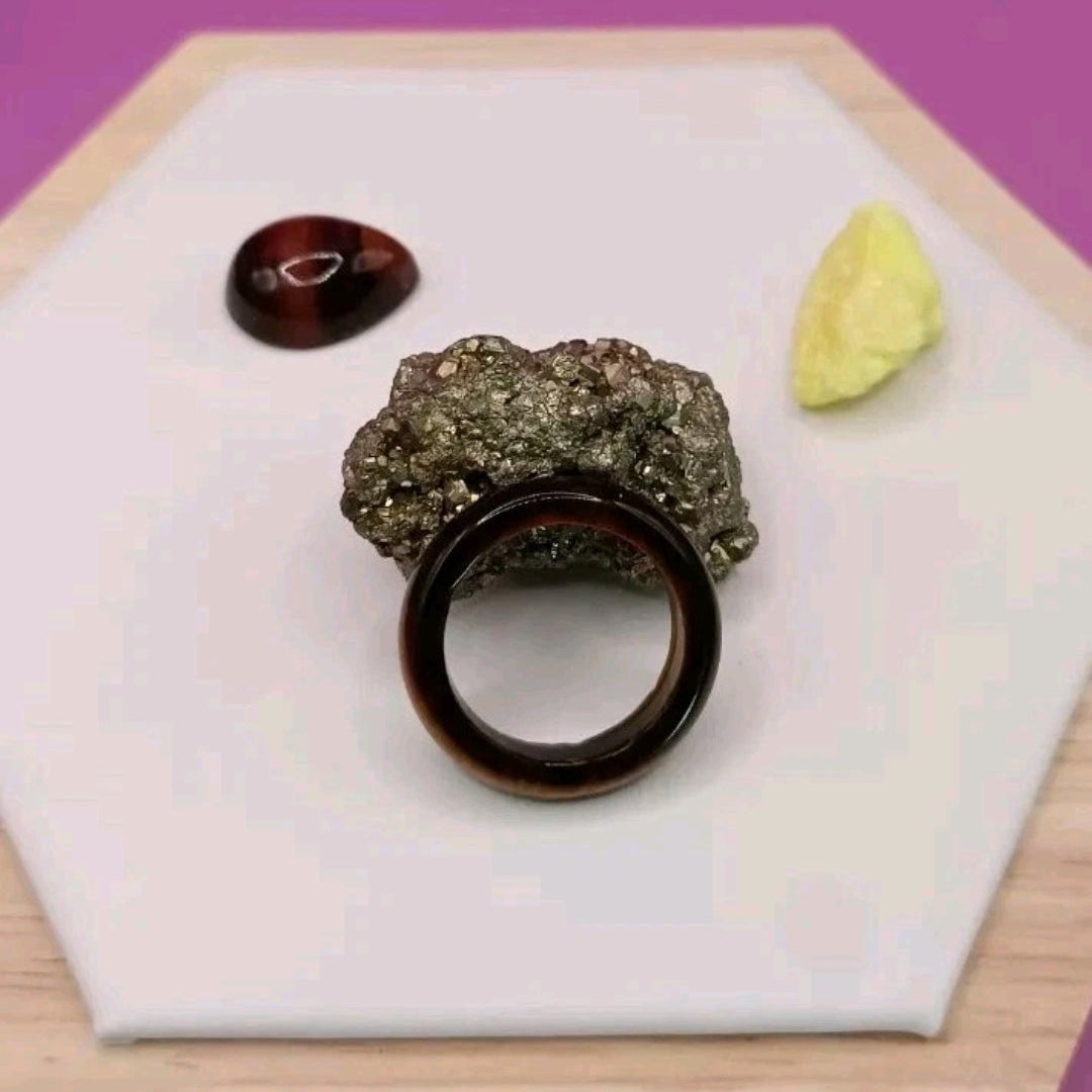 Bague Anneau En pierre naturelle Onxy Noir Les Gemmes de l'Ursuya