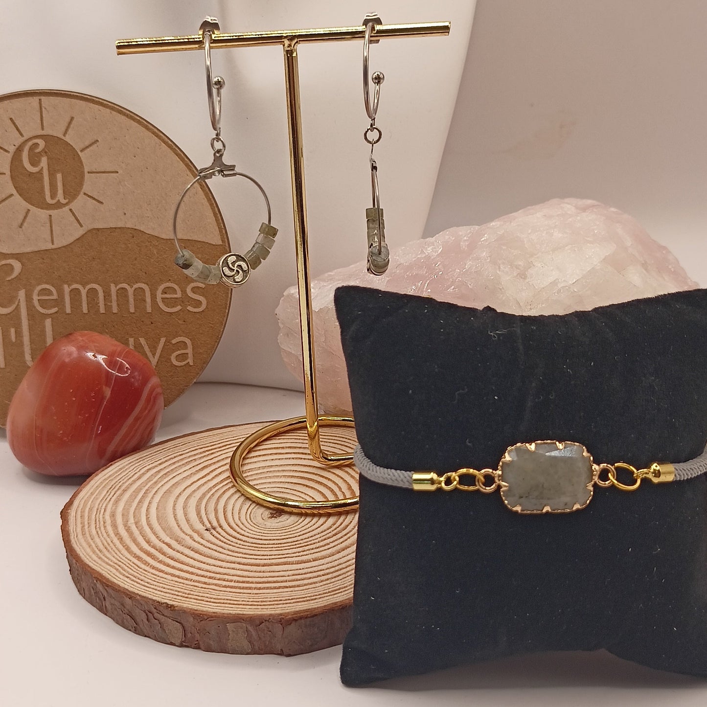 Parure Basque Lauburu Et Pierre Naturelle labradorite