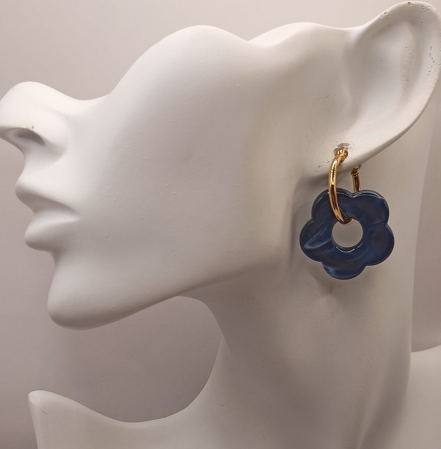 Parure boucles et bracelet Et Pierre Naturelle lapis-lazuli cœur