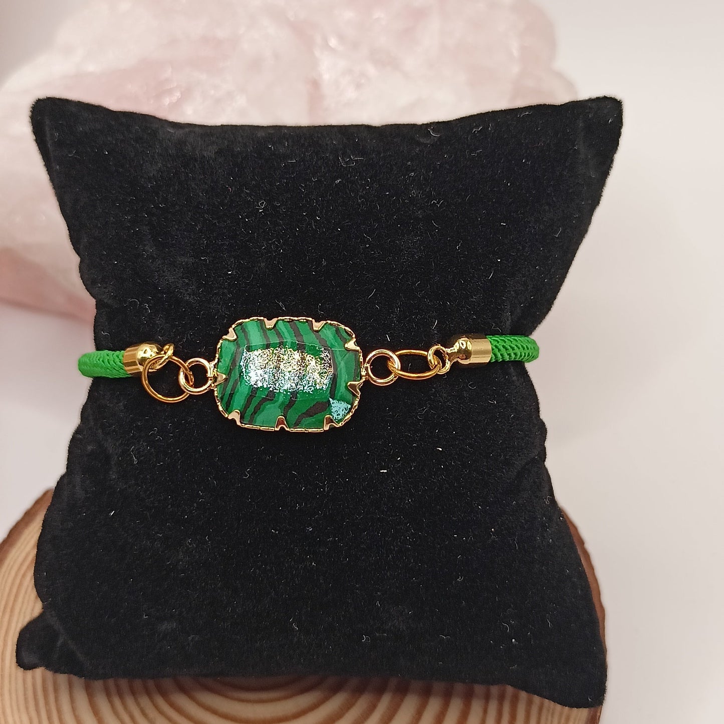 Bracelet ajustable Et Pierre Naturelle MALACHITE