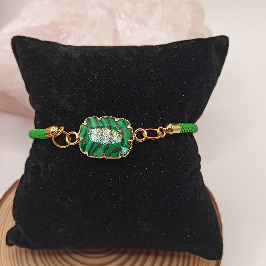 Bracelet ajustable Et Pierre Naturelle MALACHITE