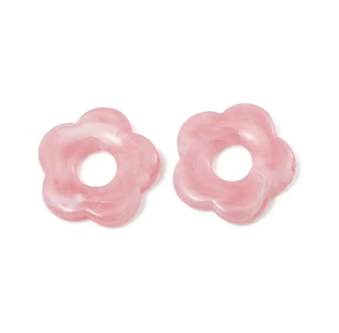 Boucles d'oreille avec grande fleurs en résine _ Interchangeables Les Gemmes de l'Ursuya