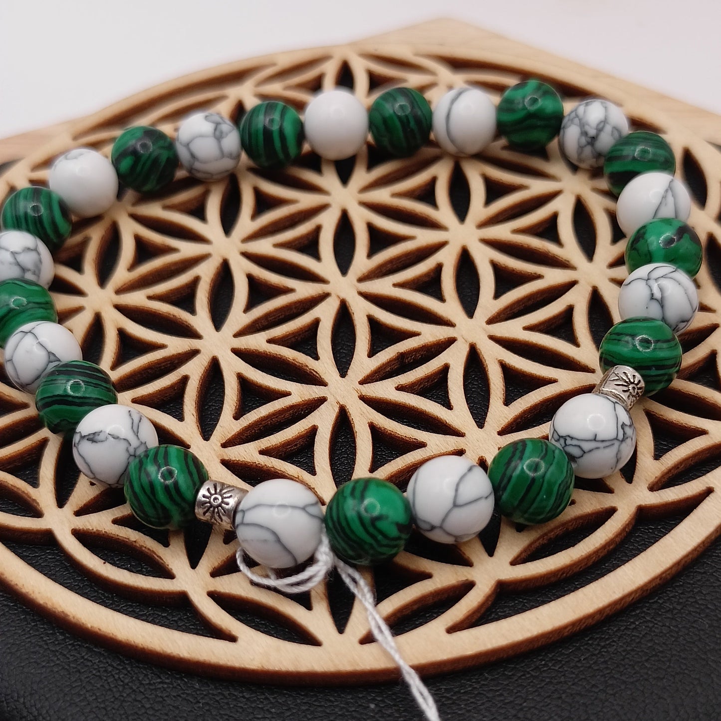 Bracelet en Pierre Naturelle Malachite & Howlite