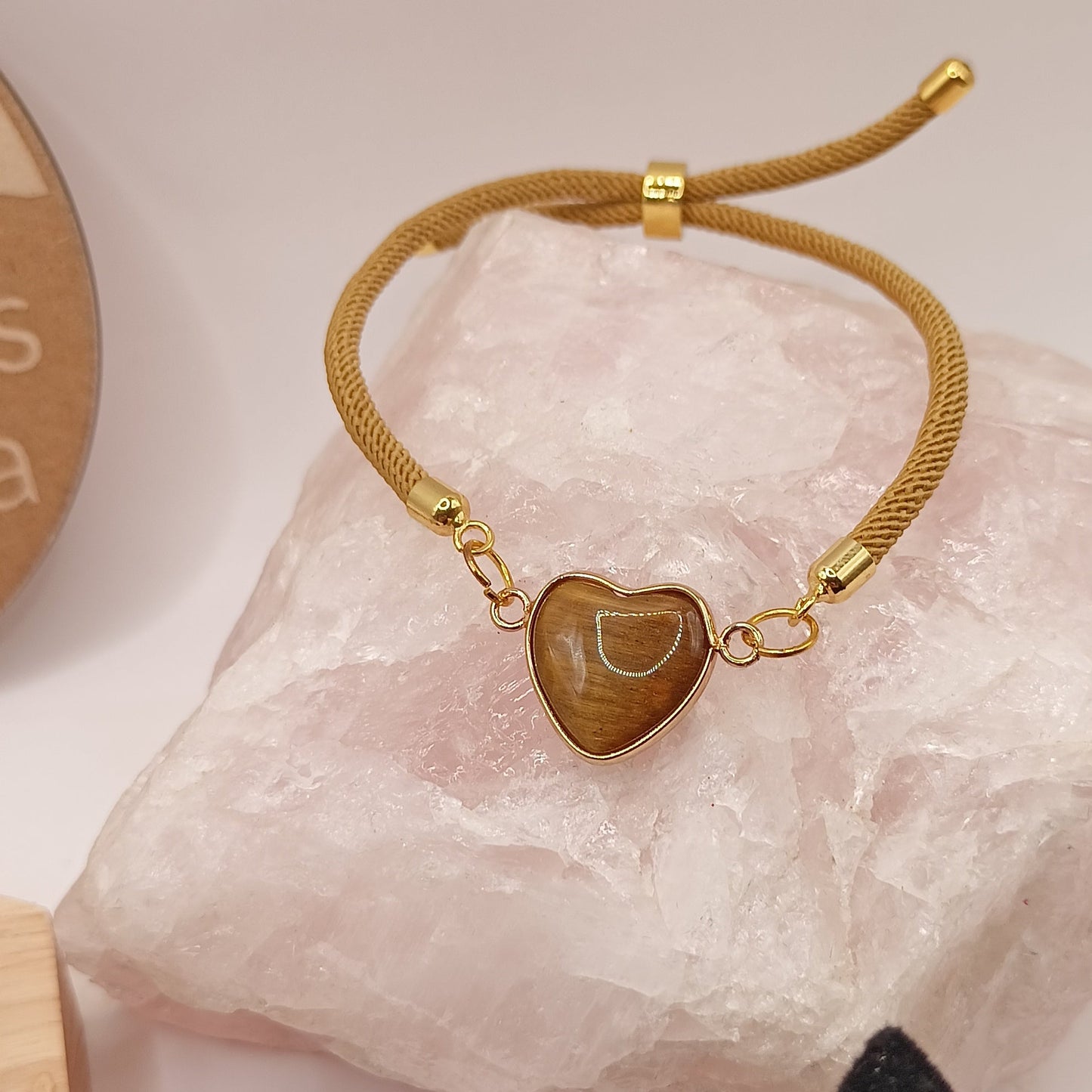 Bracelet ajustable Et Pierre Naturelle ŒIL DE TIGRE coeur