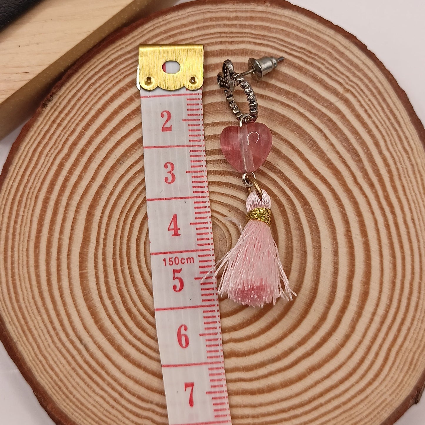 Boucles d'oreilles coeur quartz rose argenté–Acier Inoxydable | Les Gemmes de l'Ursuya
