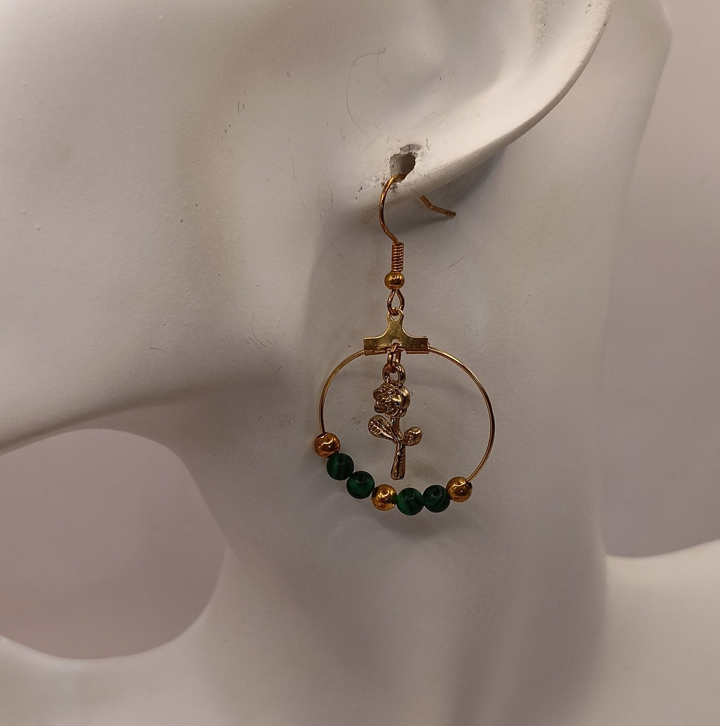 Boucles d'oreilles MALACHITE pierres naturelles fleurs