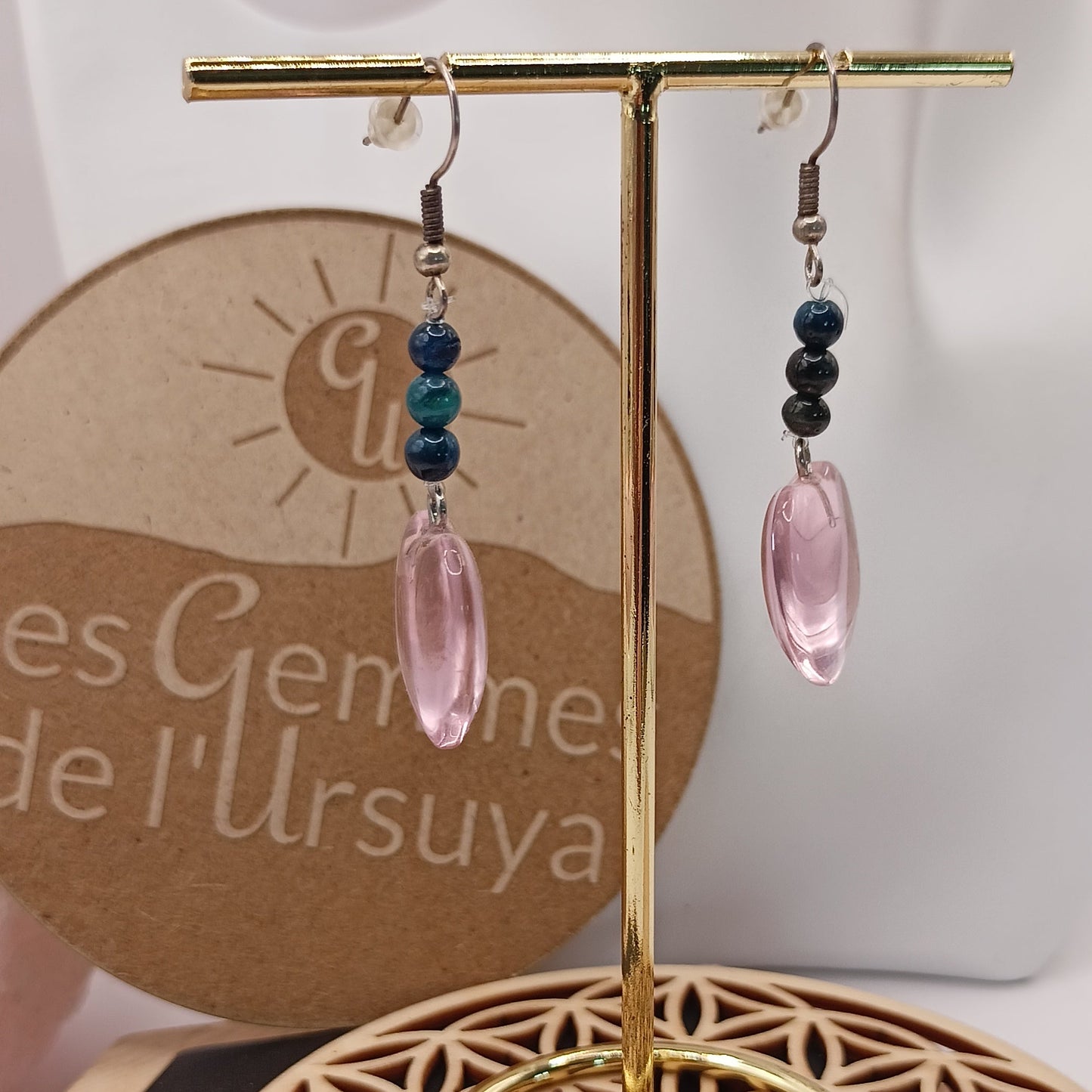 Boucles d'oreilles oeil du faucon argenté–Acier Inoxydable | Les Gemmes de l'Ursuya