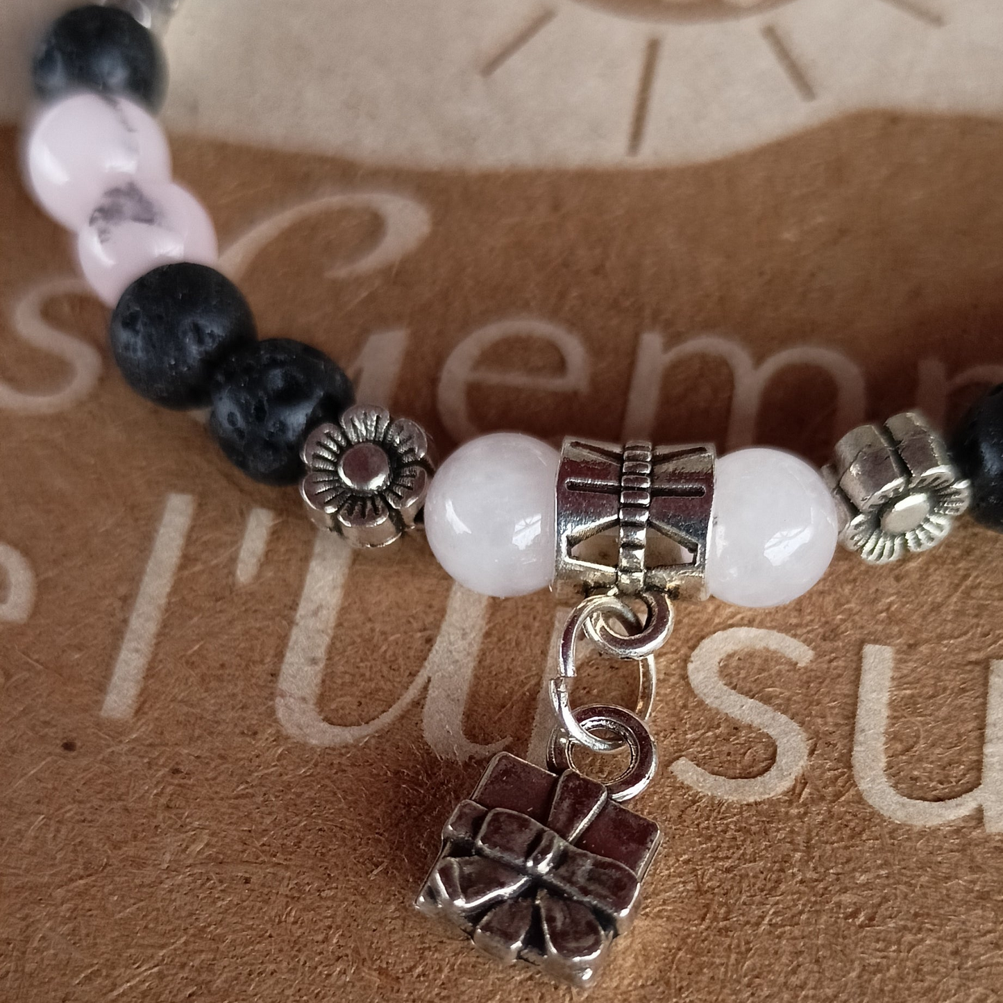 Bracelet En Opale Cerise Pierre De Lave cadeau pendentif
