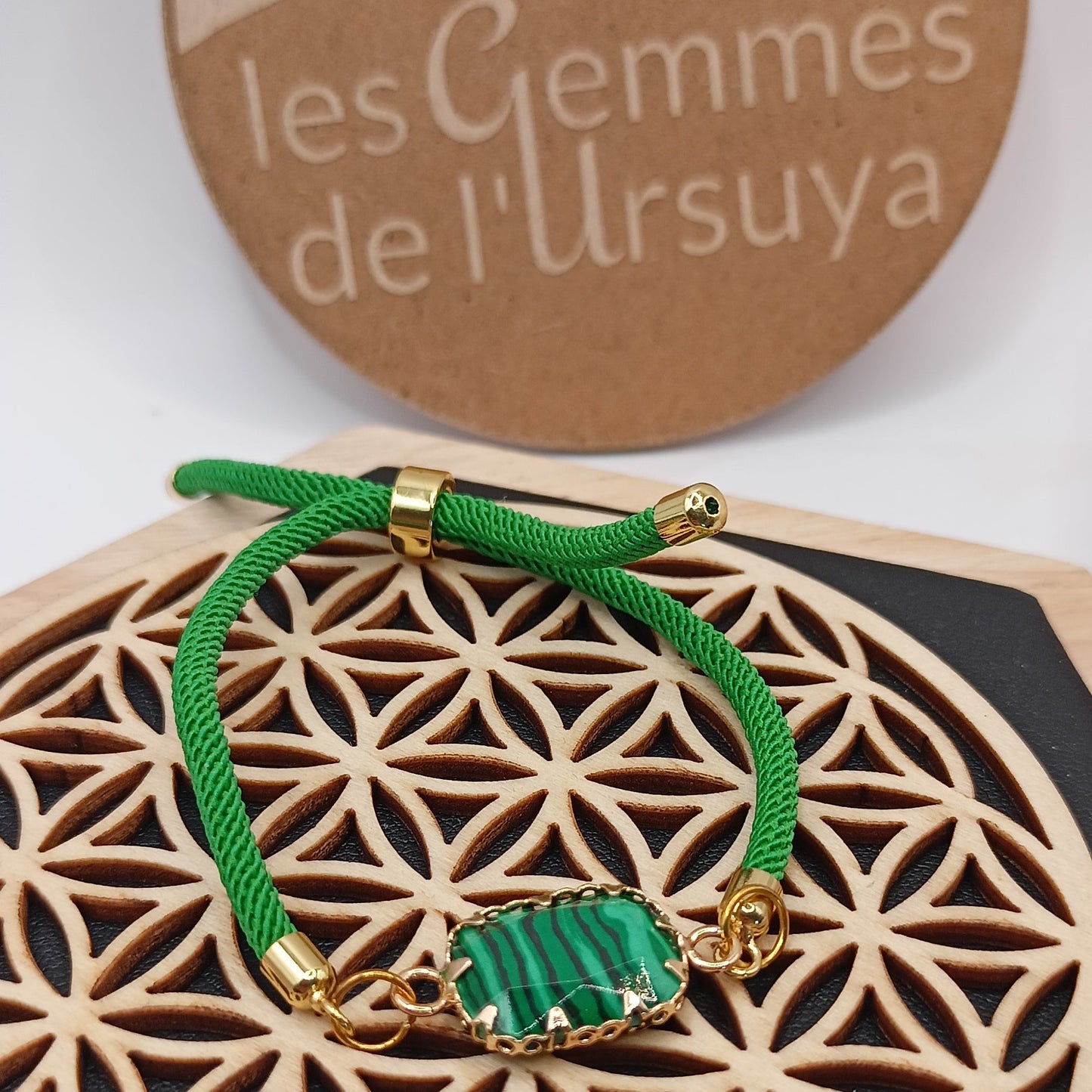 Bracelet ajustable Et Pierre Naturelle MALACHITE