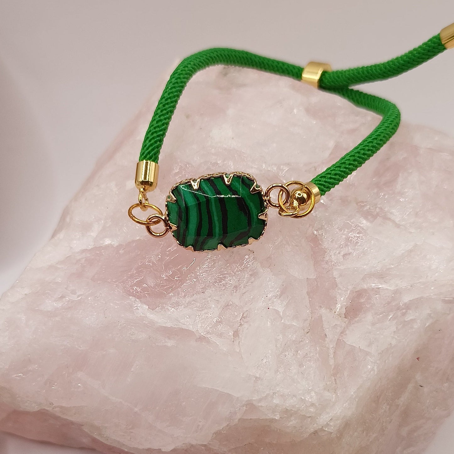 Bracelet ajustable Et Pierre Naturelle MALACHITE