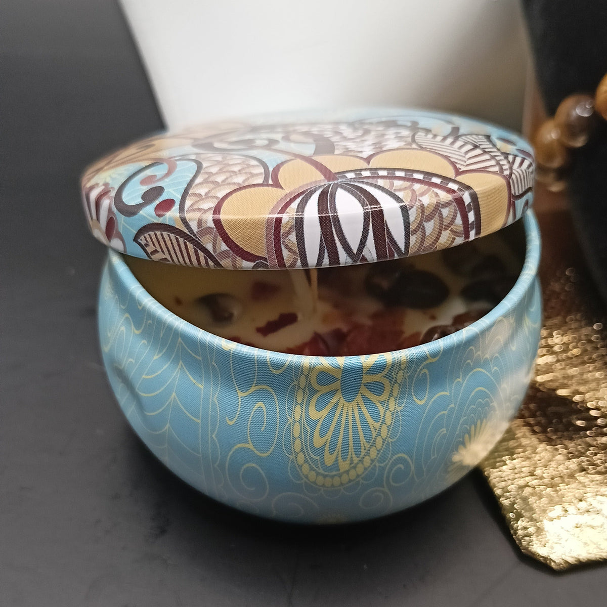 Coffret _ Oeil de tigre _ bracelet, boucles d'oreilles et bougie