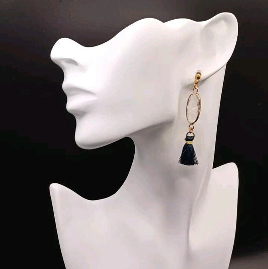 Boucles D'oreilles Clous Dorés Pierre Naturelle Cristal De Roche Les Gemmes de l'Ursuya